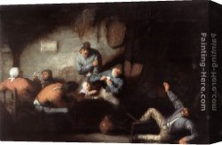 Adriaen Canvas Paintings - Inn Scene by Adriaen van Ostade