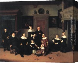 Portrait of Margareta Van Oostenrijk Canvas Paintings - Portrait of a Family by Adriaen van Ostade