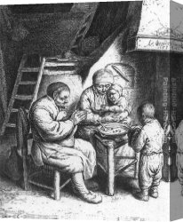 Adriaen Canvas Paintings - Prayer before the Meal by Adriaen van Ostade