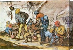 Adriaen Canvas Paintings - Scene in the Tavern by Adriaen van Ostade