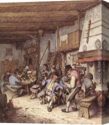 Interior Canvas Paintings - Tavern Interior by Adriaen van Ostade