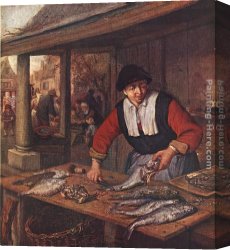 Adriaen Canvas Paintings - The Fishwife by Adriaen van Ostade