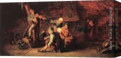 Adriaen Canvas Paintings - Village Feast by Adriaen van Ostade