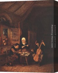 Musician's Table Canvas Paintings - Village Musicians by Adriaen van Ostade