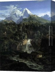 Ludwig Canvas Paintings - The Watzman by Adrian Ludwig Richter