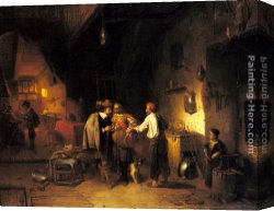 Ferdinand Canvas Paintings - The Armor Shop by Adrien Ferdinand De Braekeleer