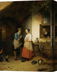 Ferdinand Canvas Paintings - The Courtship by Adrien Ferdinand De Braekeleer