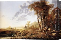 Evening Landscape Canvas Paintings - Evening Landscape by Aelbert Cuyp