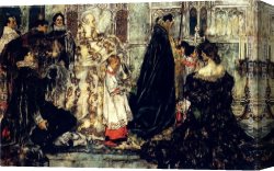 Christmas Canvas Paintings - A Medieval Christmas--The Procession by Albert B. Wenzell