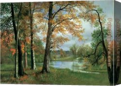 Albert Bierstadt Canvas Paintings - A Quiet lake by Albert Bierstadt