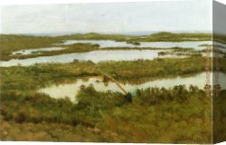 By The River, Brondbyvester Canvas Paintings - A River Estuary by Albert Bierstadt