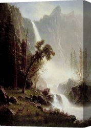 Fall Canvas Paintings - Bridal Veil Falls Yosemite by Albert Bierstadt