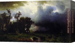 Buffalo Canvas Paintings - Buffalo Trail by Albert Bierstadt