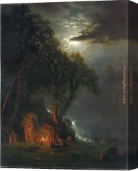 Yosemite Canvas Paintings - Campfire Site Yosemite by Albert Bierstadt