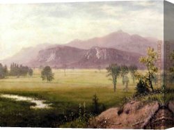 A Goat in a Meadow Canvas Paintings - Conway Meadows, New Hampshire by Albert Bierstadt