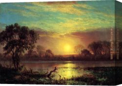 Evening on a Parisian Boulevard Canvas Paintings - Evening, Owens Lake, California by Albert Bierstadt