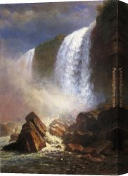 Fall Canvas Paintings - Falls of Niagara from Below by Albert Bierstadt