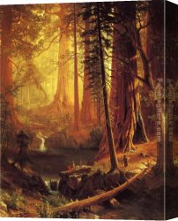Albert Bierstadt Among The Sierra Nevada, California Canvas Paintings - Giant Redwood Trees of California by Albert Bierstadt