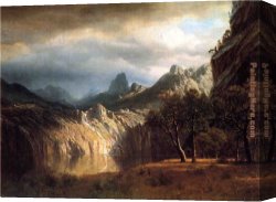 Western Motel Canvas Paintings - In Western Mountains by Albert Bierstadt