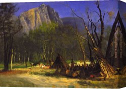 Albert Bierstadt Among The Sierra Nevada, California Canvas Paintings - Indians in Council, California by Albert Bierstadt