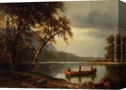 Salmon Canvas Paintings - Salmon Fishing on the Cascapediac River by Albert Bierstadt