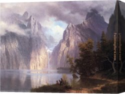 Early Winter in The Sierra Nevada Canvas Paintings - Scene in the Sierra Nevada by Albert Bierstadt
