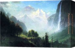 Fall Canvas Paintings - Staubbach Falls, Near Lauterbrunnen, Switzerland by Albert Bierstadt