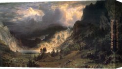 Rocky Coast Canvas Paintings - Storm in the Rocky Mountains, Mt Rosalie by Albert Bierstadt
