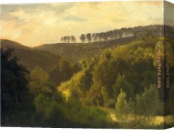 Tropical Forest with Monkeys Canvas Paintings - Sunrise over Forest and Grove by Albert Bierstadt