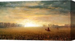 Albert Bierstadt Canvas Paintings - Sunset of the Prairies by Albert Bierstadt
