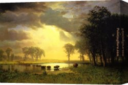 Albert Bierstadt Among The Sierra Nevada, California Canvas Paintings - The Buffalo Trail by Albert Bierstadt