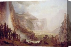 Yosemite Canvas Paintings - The Domes of the Yosemite by Albert Bierstadt