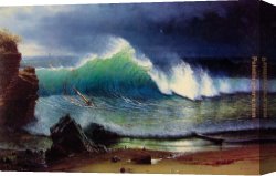 Albert Bierstadt Among The Sierra Nevada, California Canvas Paintings - The Shore of the Turquoise Sea by Albert Bierstadt
