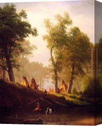 Kansas Canvas Paintings - The Wolf River, Kansas by Albert Bierstadt