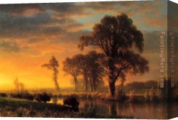 Kansas Canvas Paintings - Western Kansas by Albert Bierstadt