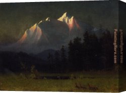 Western Motel Canvas Paintings - Western Landscape by Albert Bierstadt