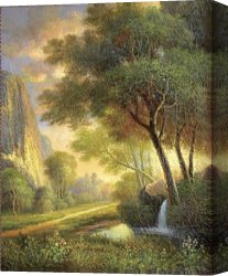 Yosemite Canvas Paintings - Yosemite Trail by Albert Bierstadt