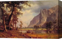 Yosemite Canvas Paintings - Yosemite Valley by Albert Bierstadt
