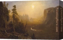 Yosemite Canvas Paintings - Yosemite Valley, Glacier Point Trail by Albert Bierstadt