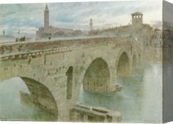 Ponte Canvas Paintings - Ponte Pietra, Verona by Albert Goodwin