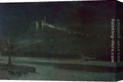 Saint Francis of Assisi Canvas Paintings - Sleeping in the Moonlight, Monastery of St Francis of Assisi by Albert Goodwin