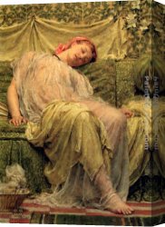 Basket Canvas Paintings - Work Basket by Albert Joseph Moore