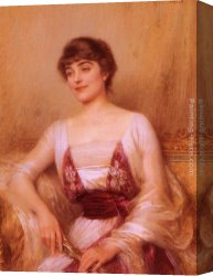 Ballerina And Lady with a Fan Canvas Paintings - A Lady with a Fan by Albert Lynch