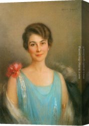 Lady Plays The Blues Canvas Paintings - A Portrait of a Lady in Blue by Albert Lynch