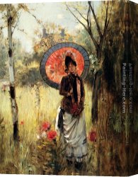 October Stroll Canvas Paintings - A Summer Stroll by Albert Lynch