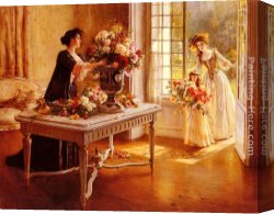 Birds And a Spaniel in a Garden Canvas Paintings - Fresh From The Garden by Albert Lynch