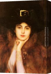 Portrait of a Young Lady Canvas Paintings - Portrait of an Elegant Lady by Albert Lynch