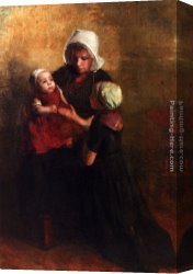 Sisters Canvas Paintings - Playing With Little Sister by Albert Neuhuys