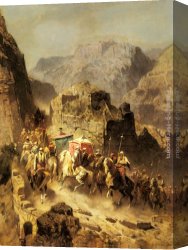 Arabs I Cemetery Canvas Paintings - An Arab Caravan by Alberto Pasini