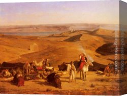 Desert, Canvas Paintings - The Desert Encampment by Alberto Pasini